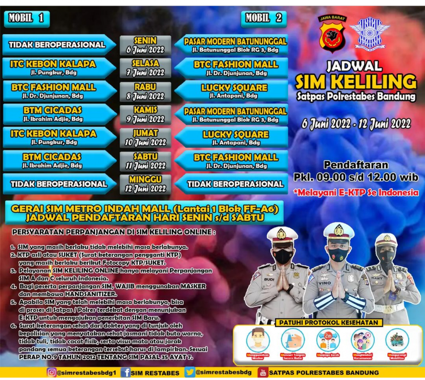 Jadwal sim keliling Kota Bandung. ft korlantas polri